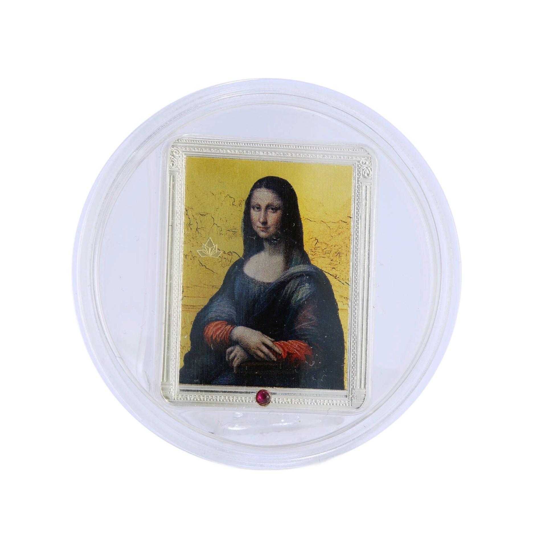 10 Dollar Fiji Silbermünze 2012 - Mona Lisa coloriert mit Rubin