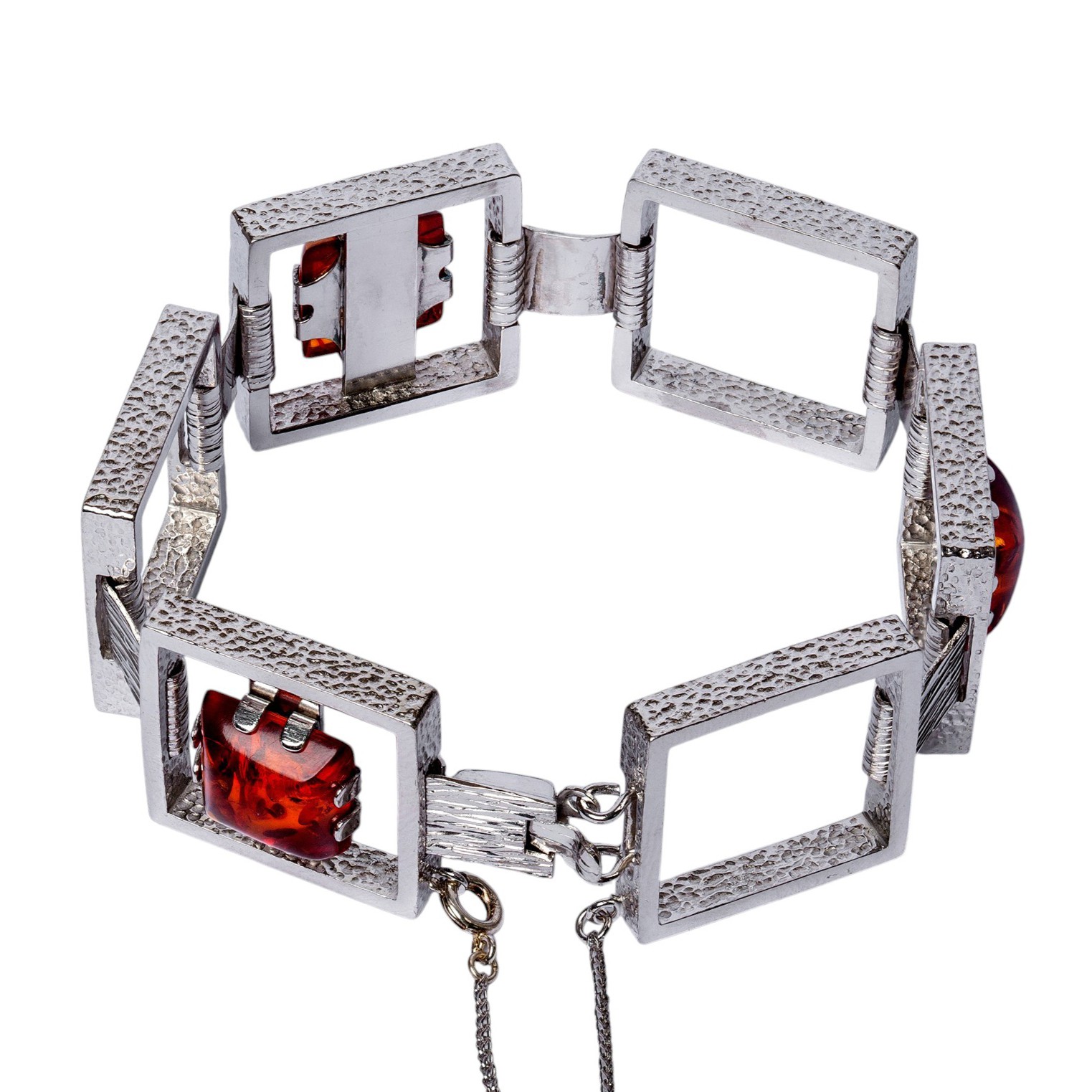 Markantes Vintage Bernstein Armband aus 835er Silber von Fischland Schmuck
